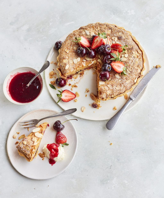 Image for Recipe - Cherry & Raspberry Bakewell Tart