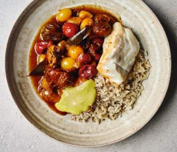 Image for recipe - Spiced Tomatoes with Baked Cod