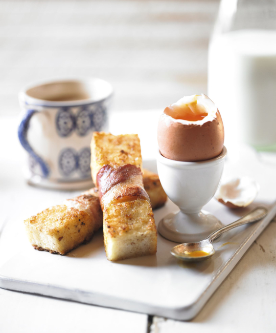 Image for Recipe - Boiled Eggs with Crispy Egg & Bacon Soldiers