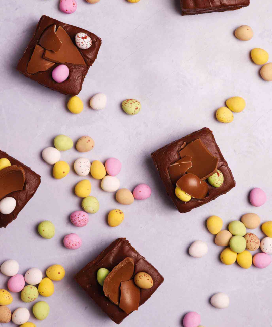 Image for Recipe - Easter Brownies with Vanilla Fudge & Chocolate Eggs