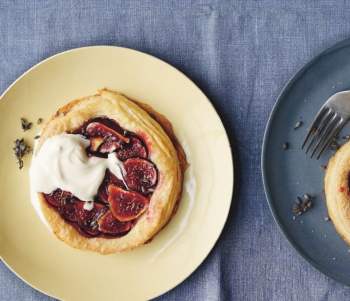 Image for recipe - Jammy Fig Tart with Crème Fraîche and Lavender Flowers