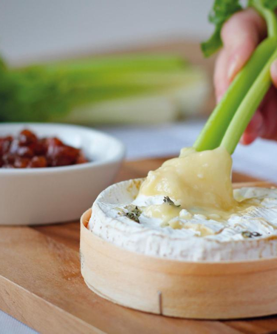 Image for Recipe - Garlic & Thyme Studded Camembert with Celery Dippers