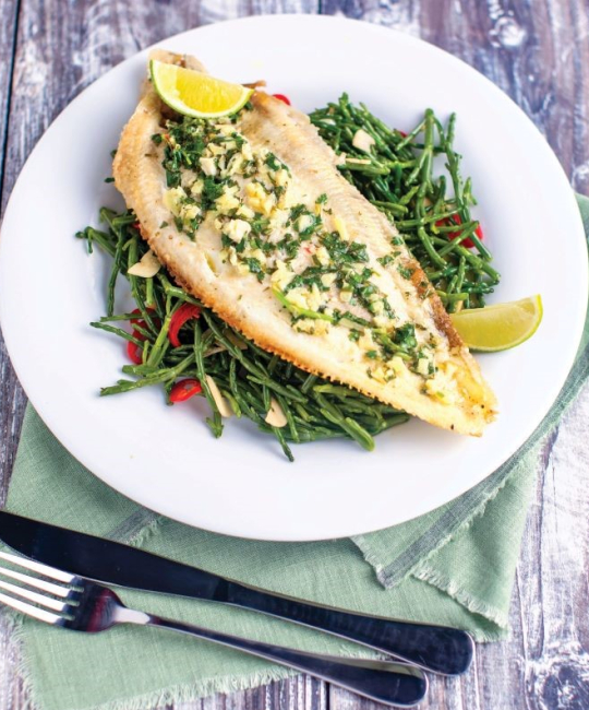 Image for Recipe - Ginger & Lime Dover Sole with Samphire