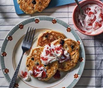 Image for recipe - Granola & Blueberry Pancakes