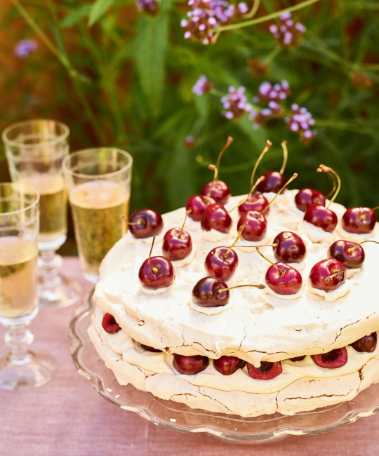 Image for Recipe - Hazelnut, Cherry & Amaretto Meringue Cake