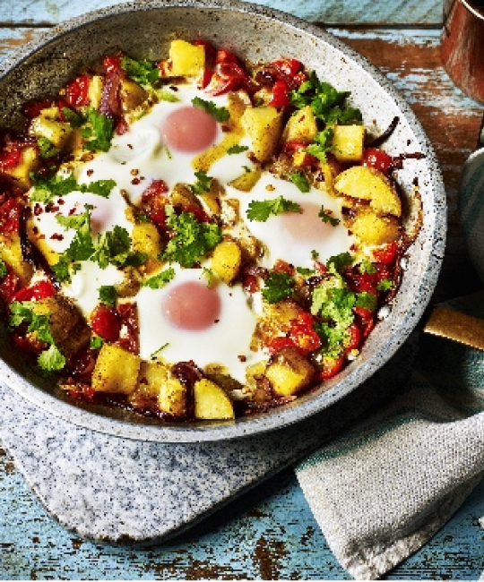 Image for Recipe - Spiced Baked Eggs With Potatoes