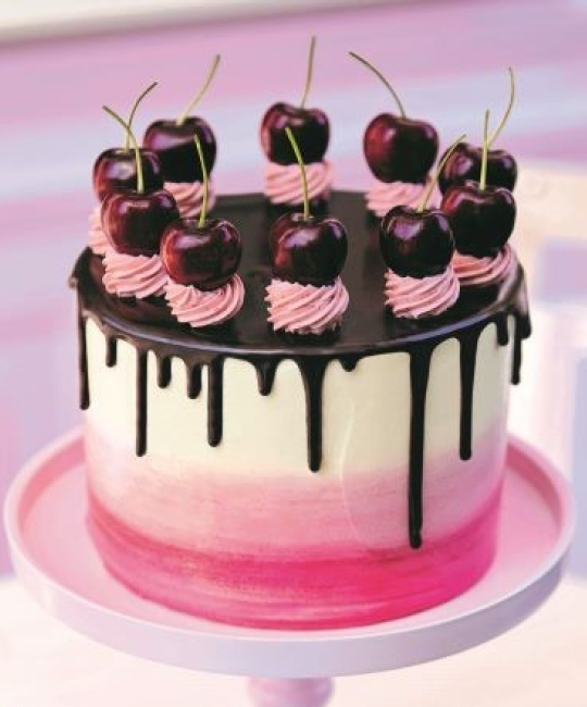 Image for Recipe -  Peggy Porschen’s Ombre Cherry & Chocolate Drip Cake
