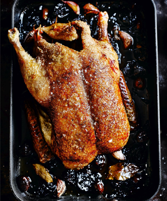 Image for Recipe - Roast Duck with Prunes, Chestnuts & Sherry