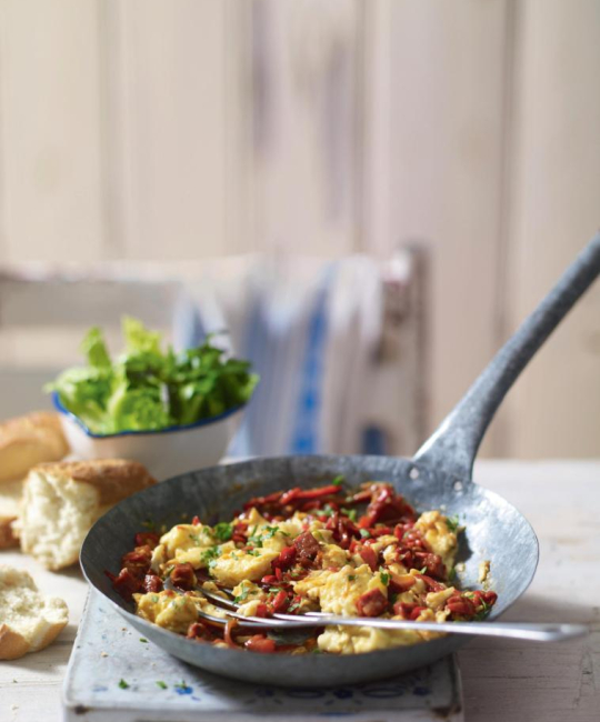 Image for Recipe - Piperade with Eggs, Tomatoes, Pepper & Chorizo