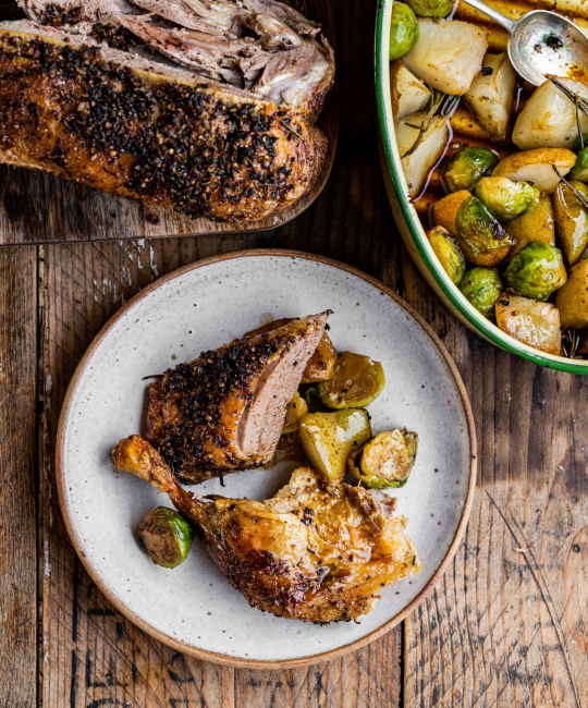 Image for Recipe - Roast Duck with Quince & Brussels Sprouts