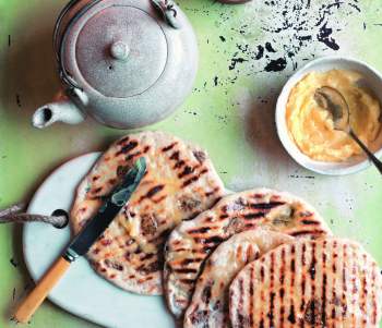 Image for recipe - Quick No-Knead Flatbreads with Sesame & Honey Butter