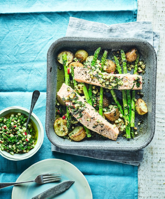 Image for Recipe - Roast Salmon Fillets with Apple Salsa Verde