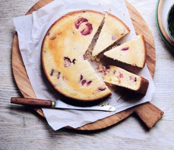 Image for recipe - Rhubarb and Ricotta Tea Cake