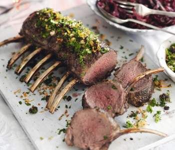 Image for recipe - Roast Rack of Venison with Cherry and Clementine Crumb