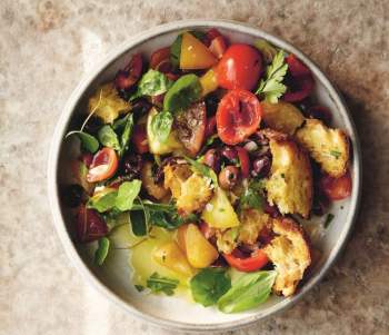 Image for recipe - Summer Tomato Salad with Toasted Sourdough Croutons