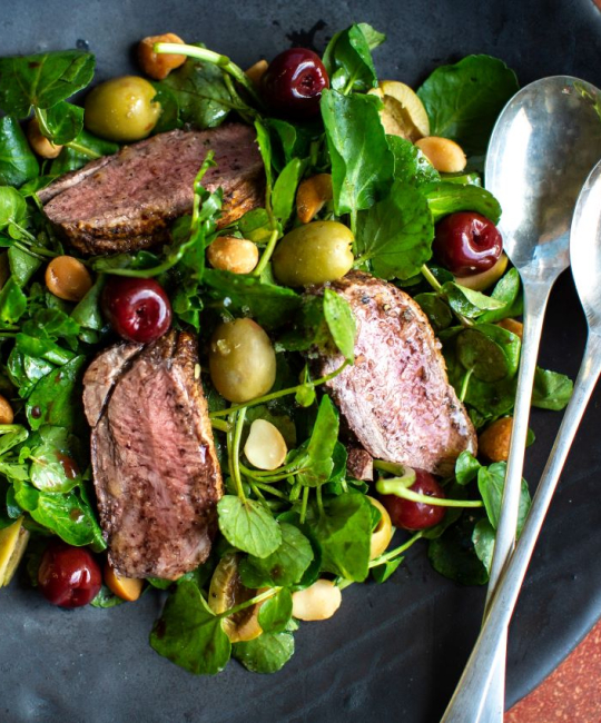 Image for Recipe - Spiced Duck Breast, Cherry & Watercress Salad