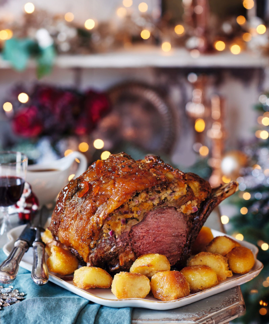 Image for Recipe - Roast Rib of Beef with Orange & Apricot Stuffing