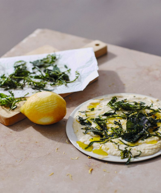 Image for Recipe - Whipped Butter Bean Dip with Crispy Herbs