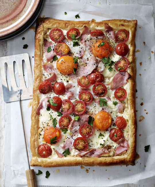 Image for Recipe - Bacon, Egg & Tomato Puff Pastry Tart