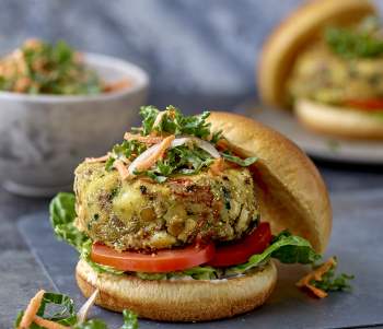 Image for recipe - Jersey Royal, Lentil and Feta Burgers