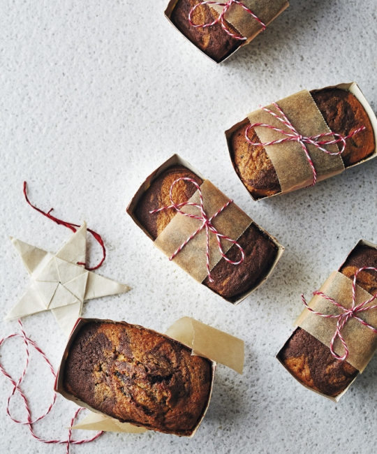 Image for Recipe - Marble Mini Loaf Cakes with Clementine & Chocolate