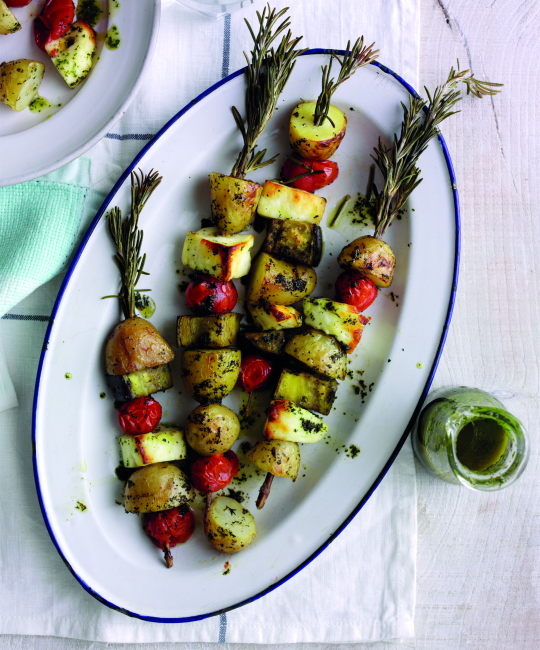 Image for Recipe - Jersey Royal and Halloumi Rosemary Skewers