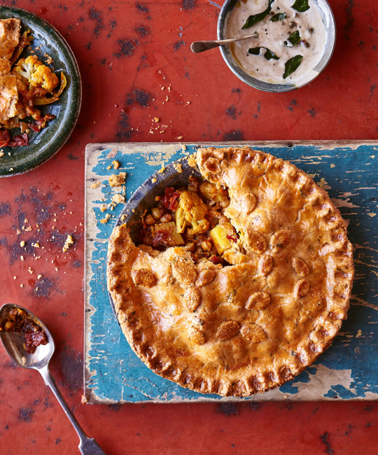 Image for Recipe - Curried Chickpea Cauliflower Pie with Fenugreek Pastry