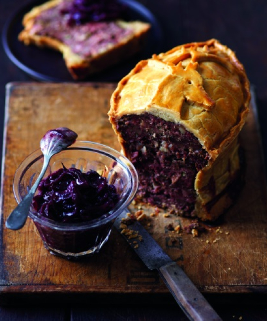 Image for Recipe - Cold Raised Game Pie with Red Onion & Sloe Gin Marmalade