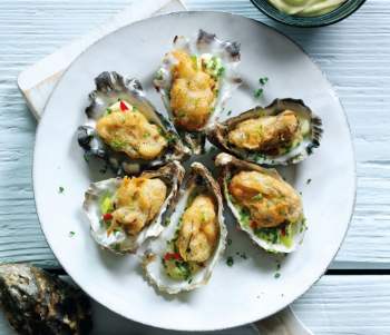 Image for recipe - Tempura Oysters with Wasabi Mayonnaise