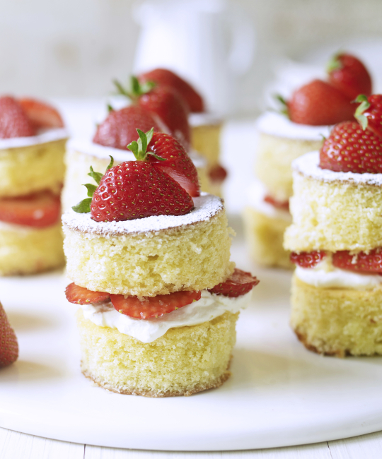 Image for Recipe - Strawberries & Cream Mini Victoria Sponges