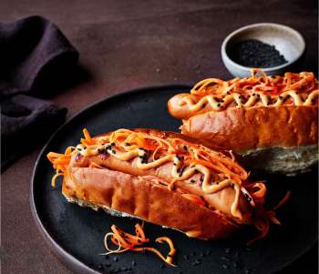Image for recipe - Hot Dogs with Pickled Carrot & Spicy Mayo