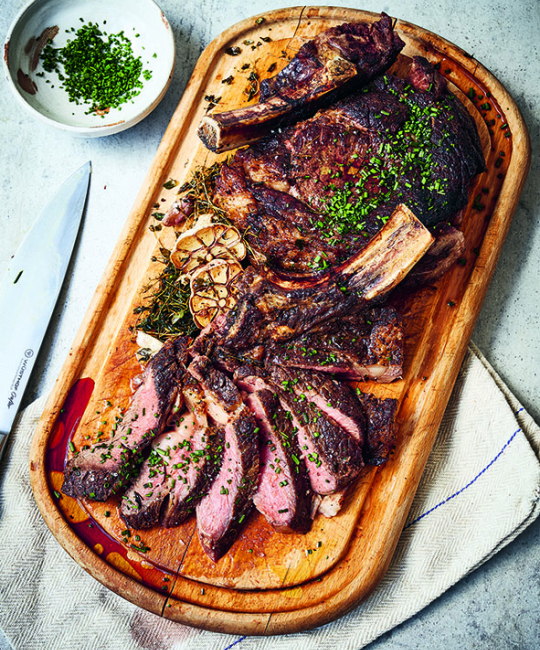 Image for Recipe - Roast Rib of Beef with Yorkshire Pudding, Onion Gravy and Chive & Black Pepper Butter